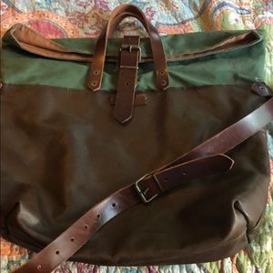 Handmade canvas and leather laptop bag.
